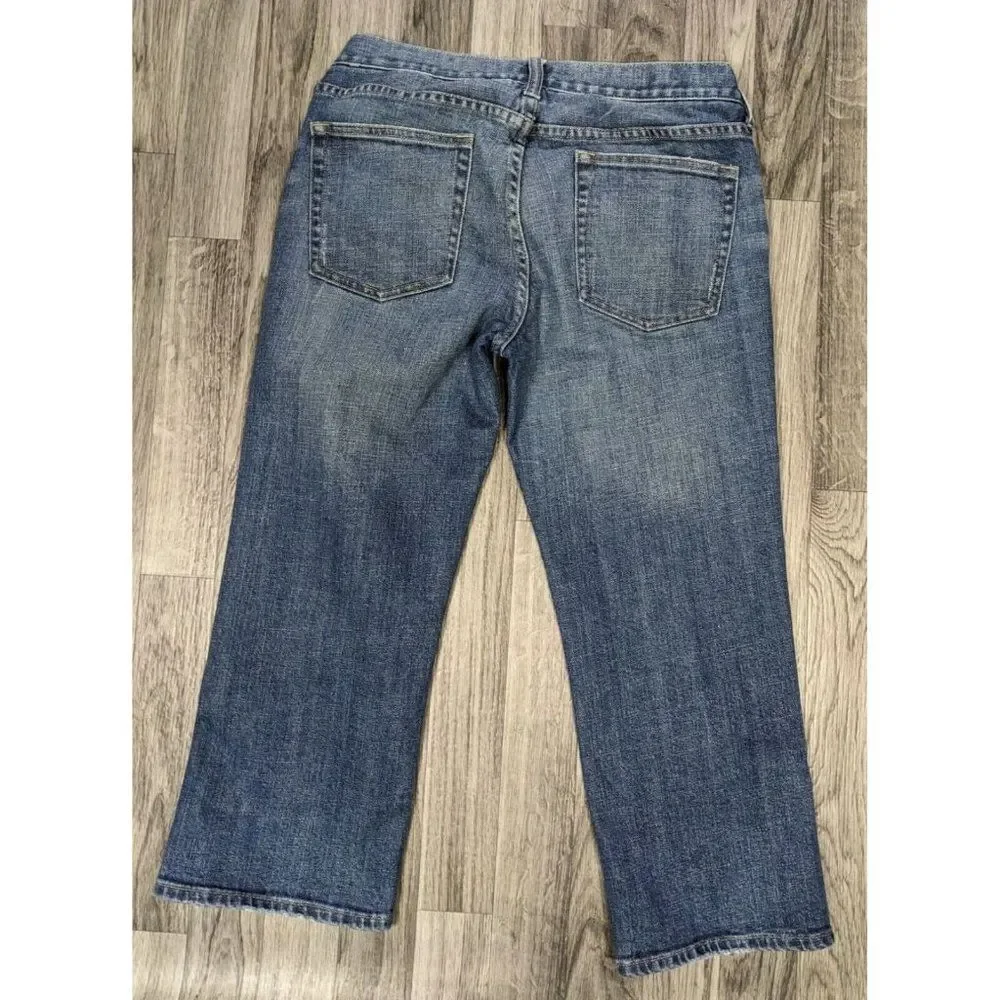 J. Crew Womens Size 29 Pockets Hipslung Whiskered‎ Denim Blue Jeans Capris